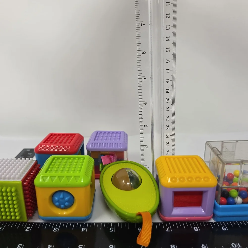 Fisher Price Sensory Blocks Avacado Blocks with balls and Sensory Toys Lot of 7